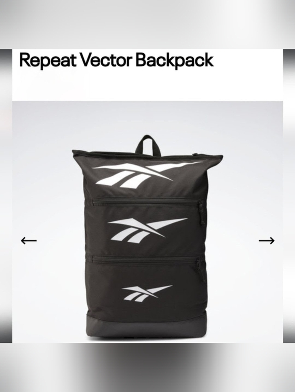 Black Reebok Backpack With Unique Tiered Zipper Pocket Design